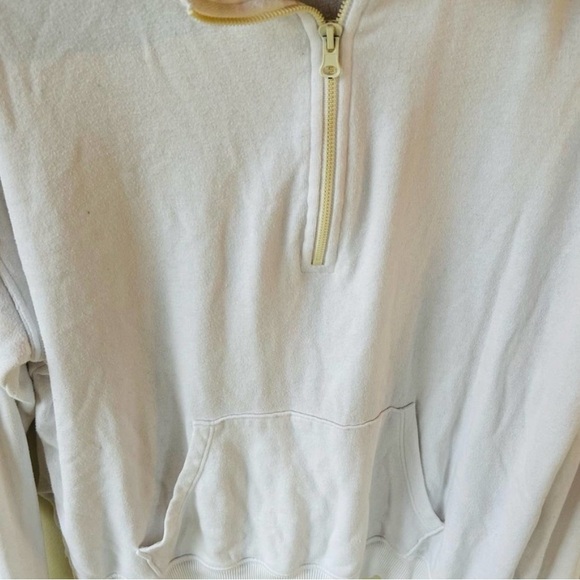 Aerie White Quarter Zip Lightweight Pullover Collared Sweatshirt - Picture 2 of 3
